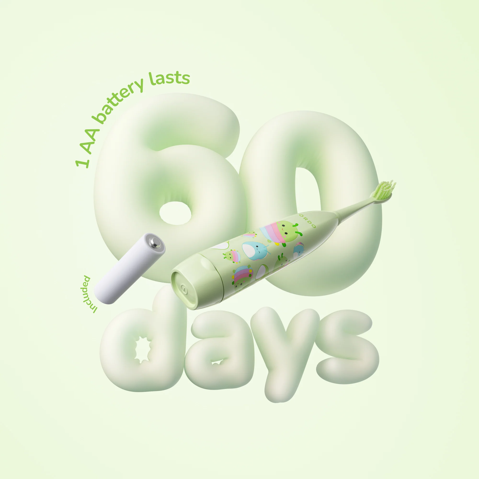 Ordo Sonic Kids Battery Toothbrush - Squishmallows Rutabaga - Image 5